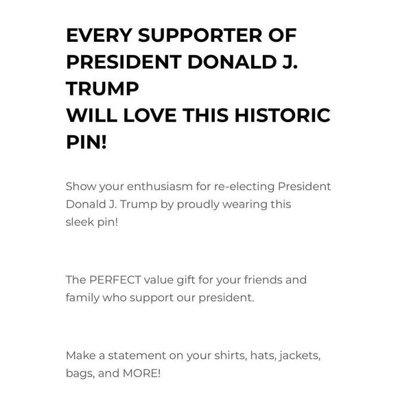 TRUMP 2024 LAPEL PIN Collector’s Item President Donald Trump Campaign Pin NEW - Picture 5 of 5